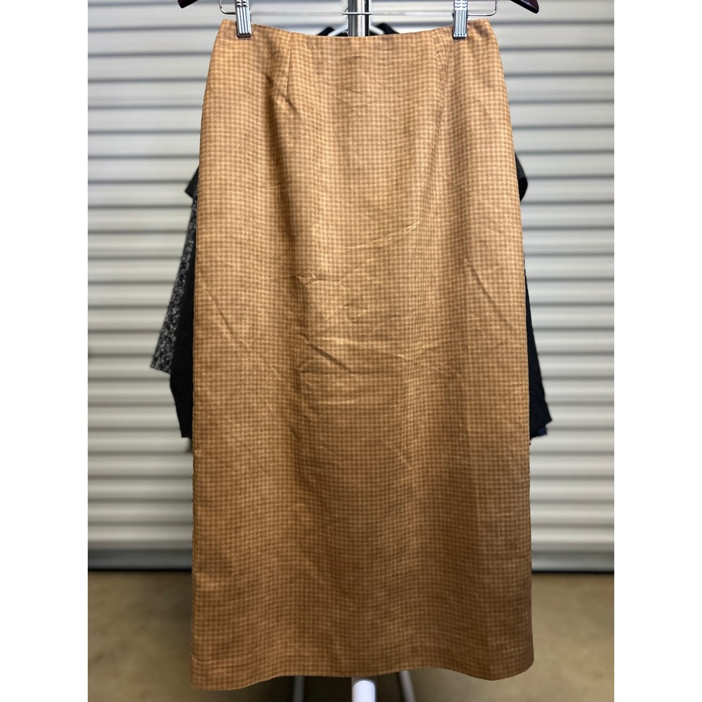Petite Sophisticate Skirt Women 4 Brown Houndstooth Maxi Pencil Straight Slit